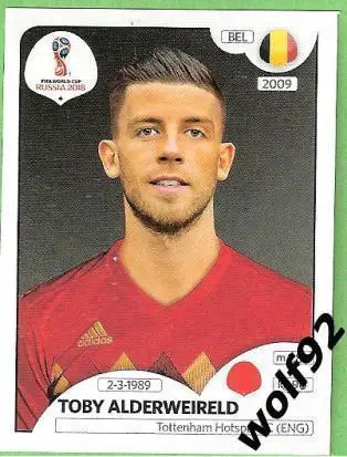 Наклейка №515 Toby Alderweireld / Belgium / Panini / ЧМ 2018