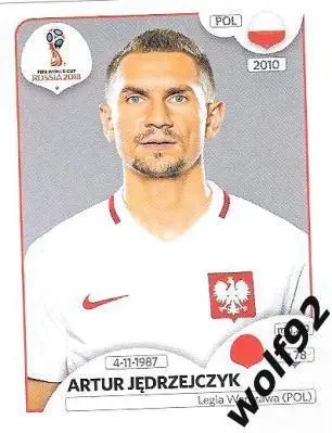Наклейка №601 Artur Jedrzejczyk / Poland / Panini / ЧМ 2018