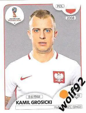 Наклейка №604 Kamil Grosicki / Poland / Panini / ЧМ 2018