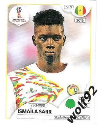 Наклейка №630 Ismaila Sarr / Senegal / Panini / ЧМ 2018
