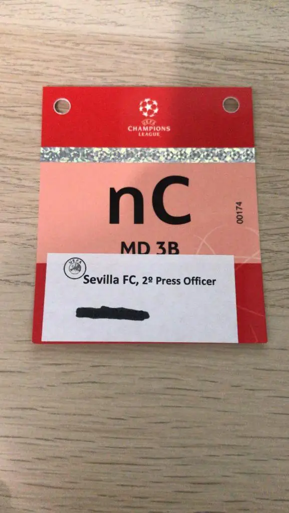SEVILLA KRASNODAR PRESS CARD 2020 2021 COVID-19 CHAMPIONS LEAGUE 4.11.2020