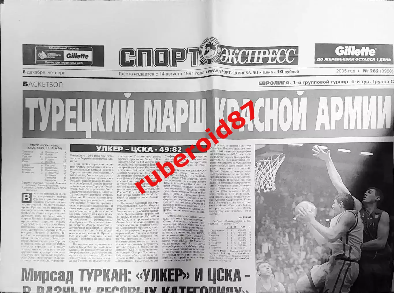 Спорт-экспресс 08.12.2005 Аршавин / Хоккей.ЦСКА-Спартак / ЛЧ.Челси-Ливерпуль