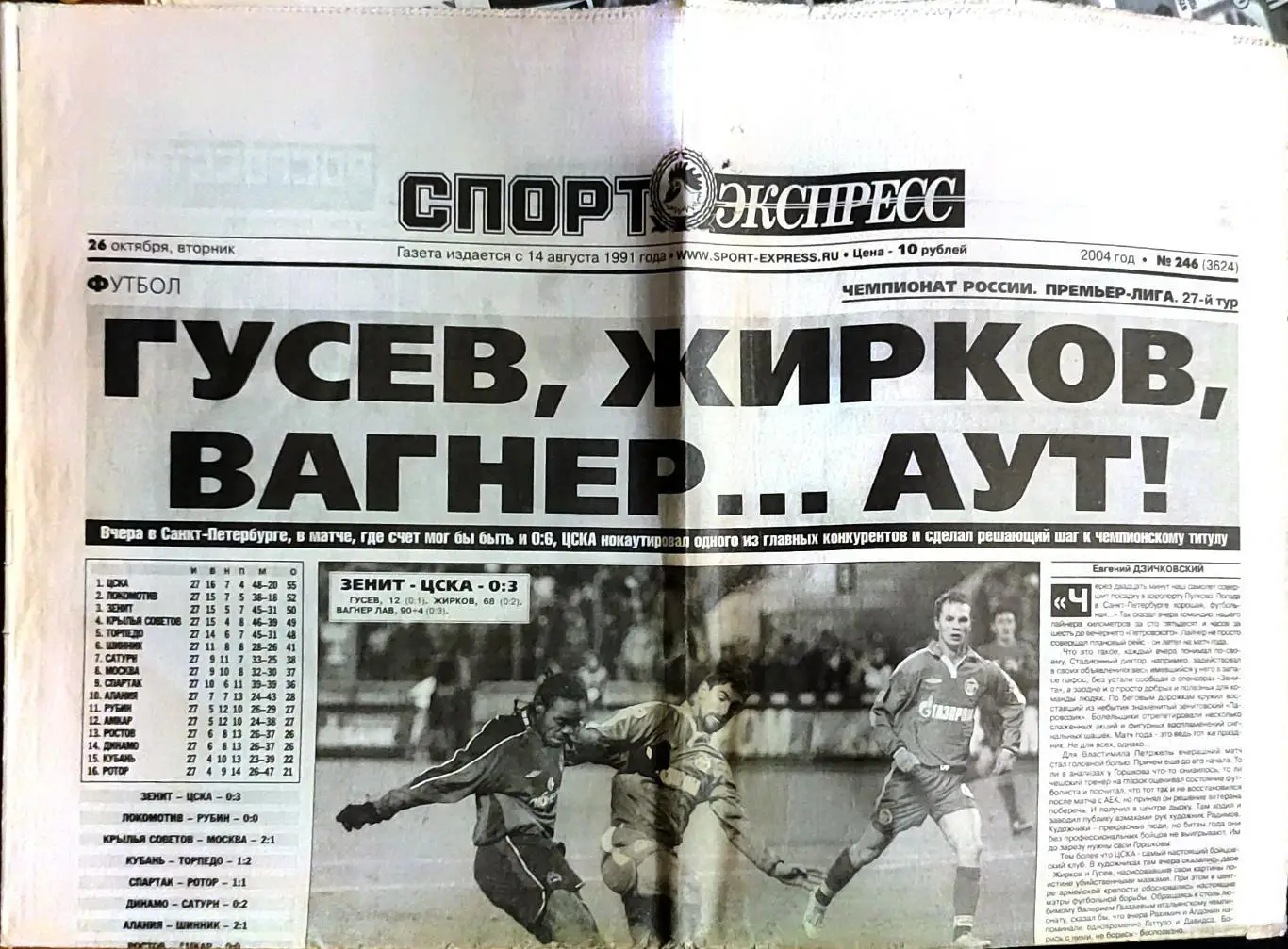 Спорт-Экспресс 26.10.2004 Зенит-ЦСКА