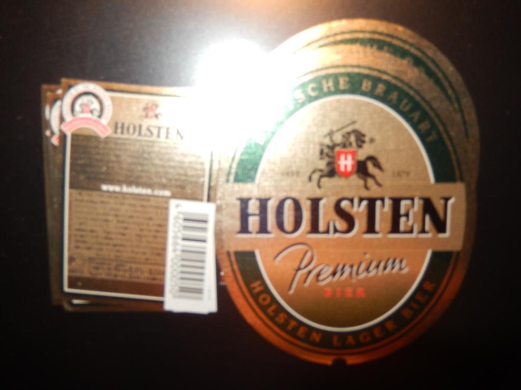 Этикетка от пива Хольстен Премиум.