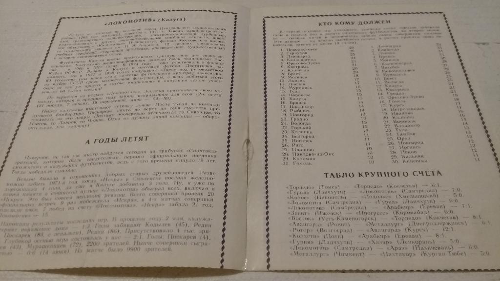 Искра(Смоленск)-Локомотив(Ка луга ) 29 августа 1979 года. 1