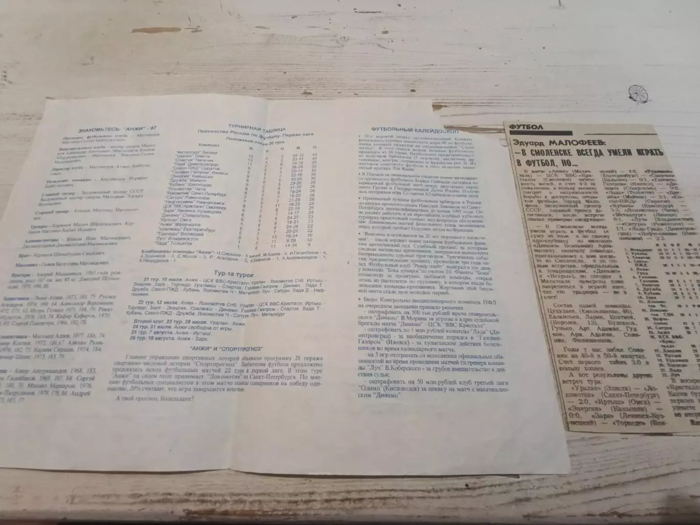 АНЖИ (Махачкала)-ЦСК-ВВС-КРИСТАЛЛ (Смоленск),ЛОКОМОТИВ (Санкт-Петербург).1997 г. 1