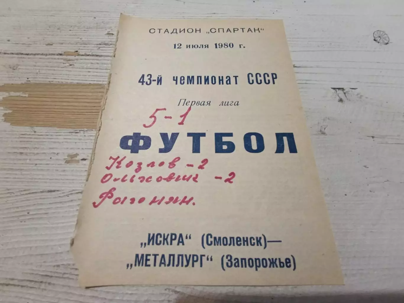 Искра(Смоленск)-Металлург(За порожье) 12.07.1980