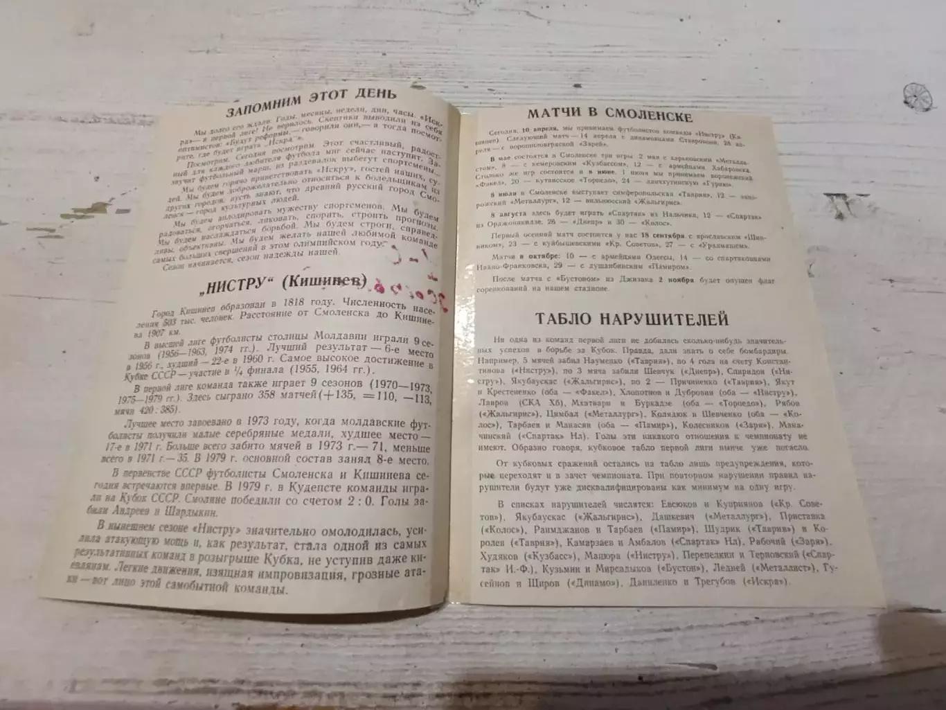 ИСКРА Смоленск НИСТРУ Кишинев 10.04.1980 1