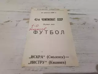 ИСКРА Смоленск НИСТРУ Кишинев 10.04.1980