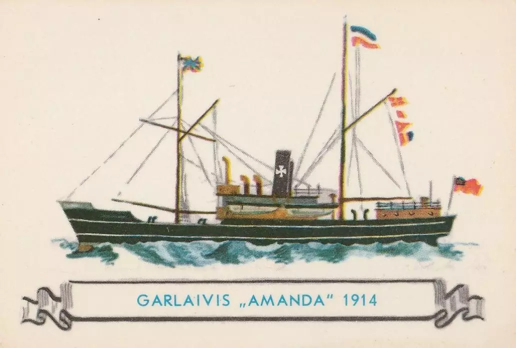 Календарик 1986 г. Пароход Аманда 1914