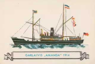 Календарик 1986 г. Пароход Аманда 1914