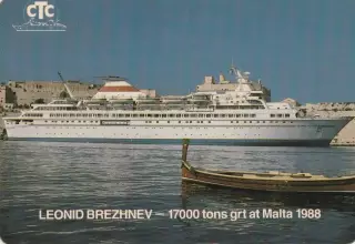 Leonid Breznev-17000 tons grt at Malta 1988. Леонид Брежнев. СТС.