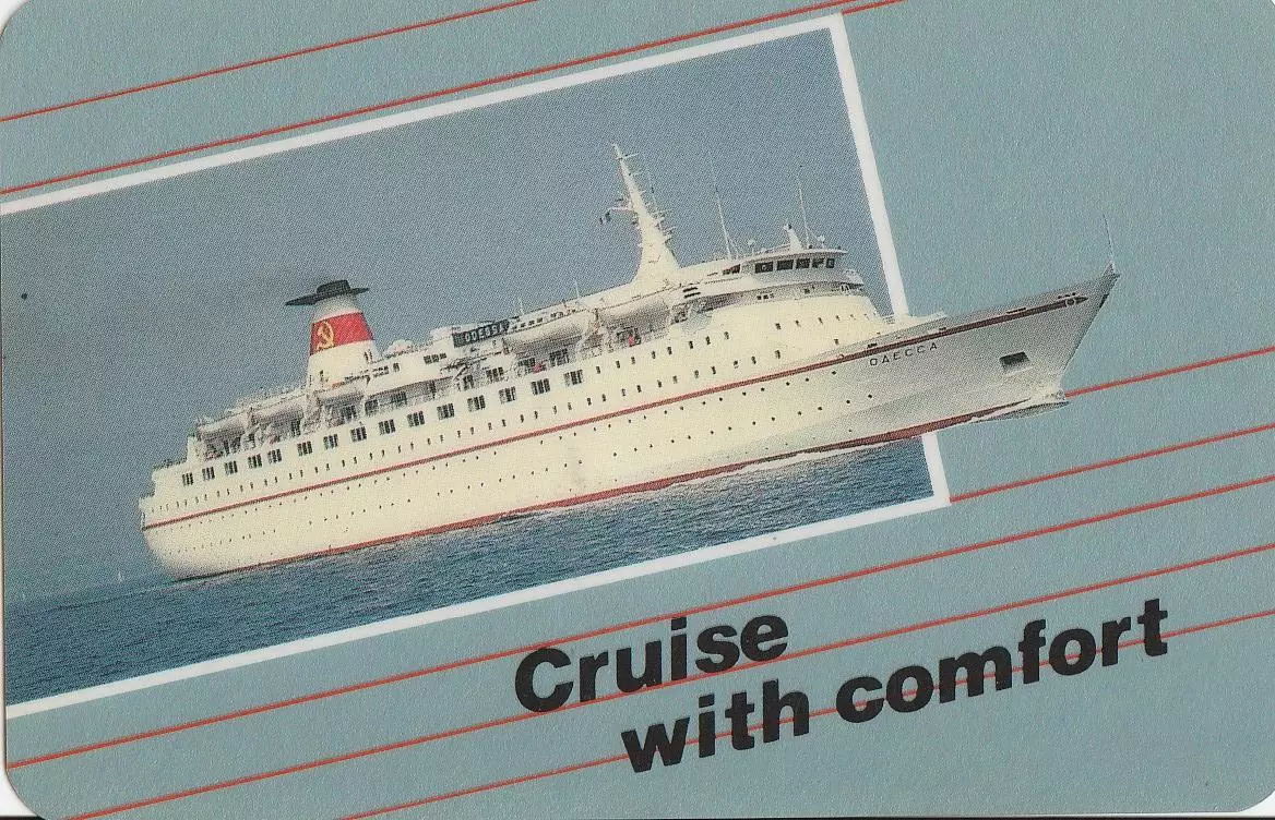 Cruise with comfort. Круиз с комфортом. т/х Одесса. 1990 г. Пластик.
