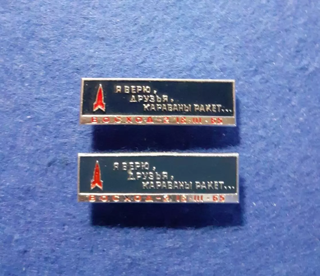 Космос (457-458). 18.03.65 Я ВЕРЮ ДРУЗЬЯ КАРАВАНЫ РАКЕТ. (2шт.)