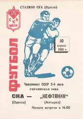 СКА Одесса - Нефтяник Ахтырка 10.04.1988г.