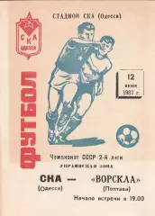 СКА Одесса - Ворскла Полтава 12.06.1987г.