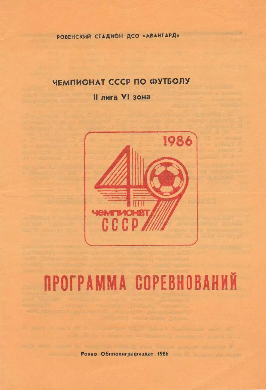 Авангард Ровно - СКА Одесса 6.04.1986г.