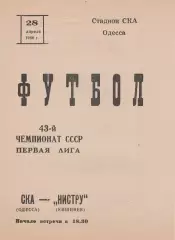 СКА Одесса - Нистру Кишинев 28.04.1980г.