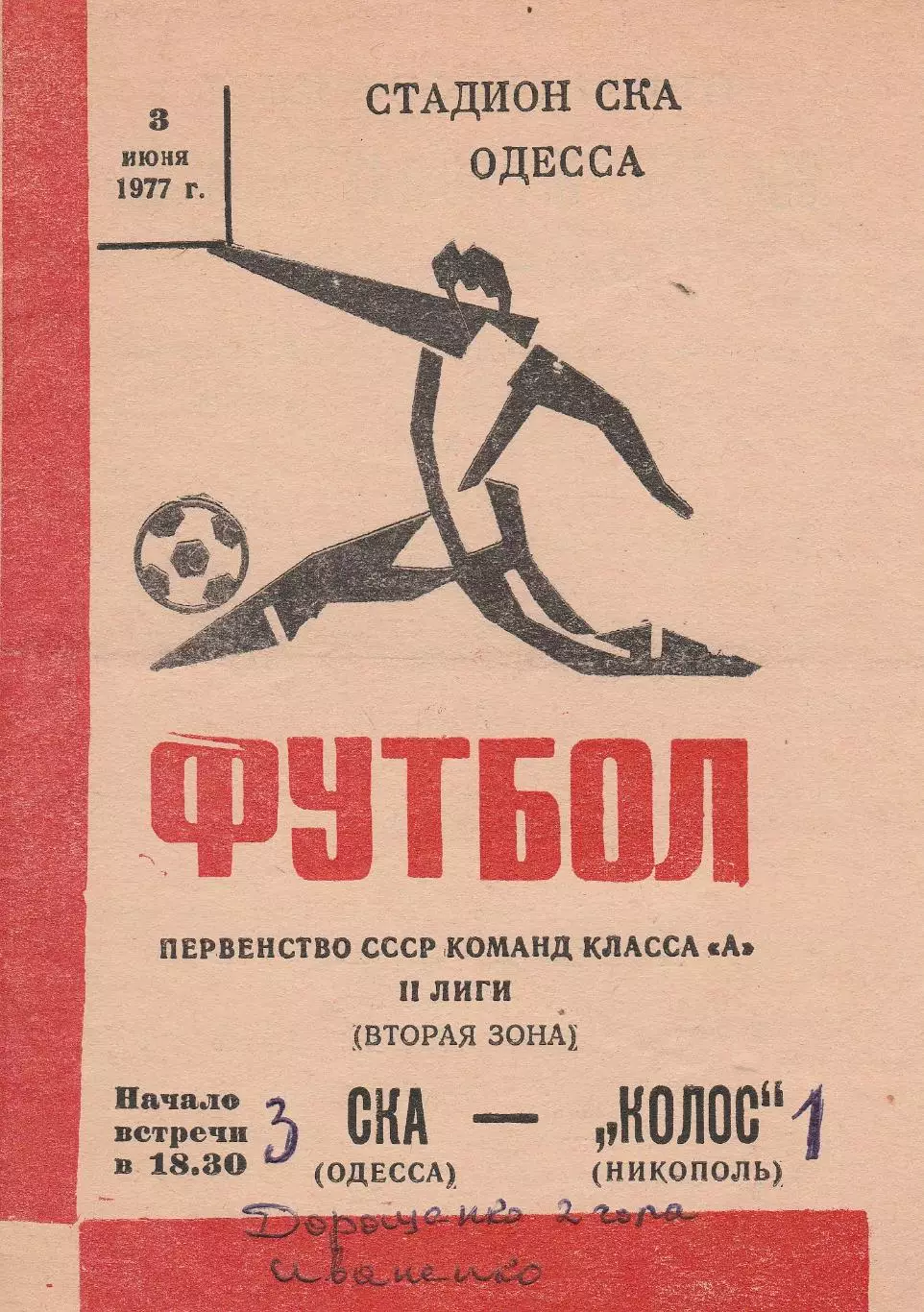 СКА Одесса - Колос Никополь 3.06.1977г.