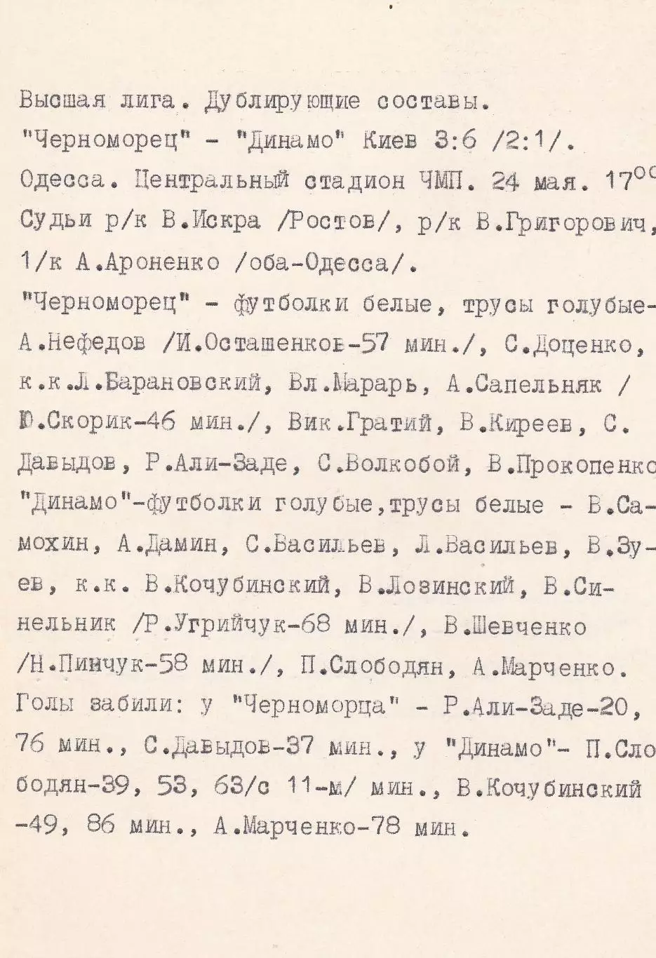 Черноморец Одесса - Динамо Киев 25.05.1975г. (с вкладышем). 1