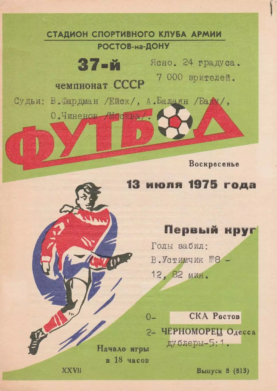 СКА Ростов - Черноморец Одесса 13.07.1975г.