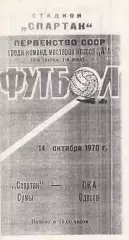 Спартак Сумы - СКА Одесса 14.10.1970г. Ксерокопия.