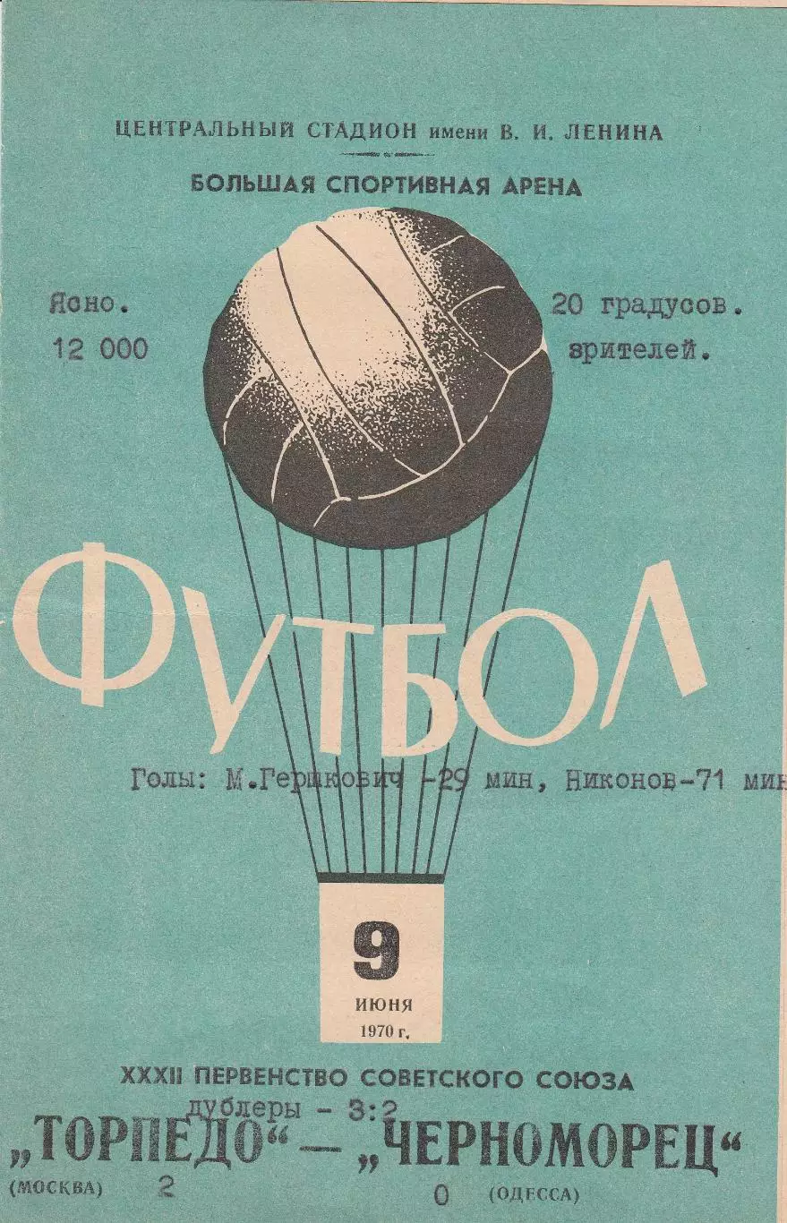Торпедо Москва - Черноморец Одесса 9.06.1970г.