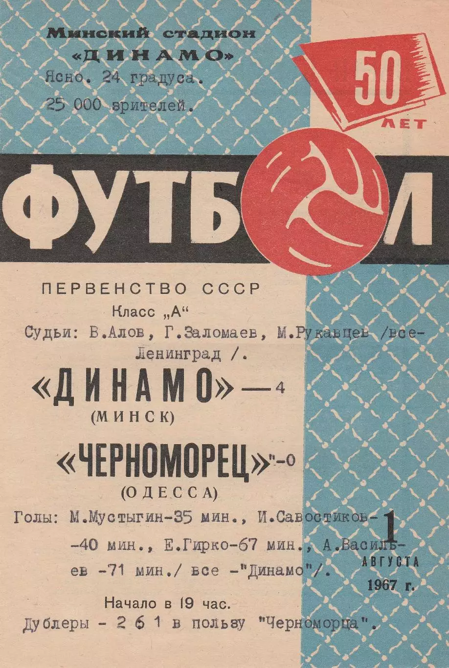 Динамо Минск - Черноморец Одесса 1.08.1967г.
