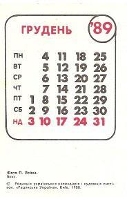Календарик 1989 г. (декабрь). Виды спорта: Бокс. 1