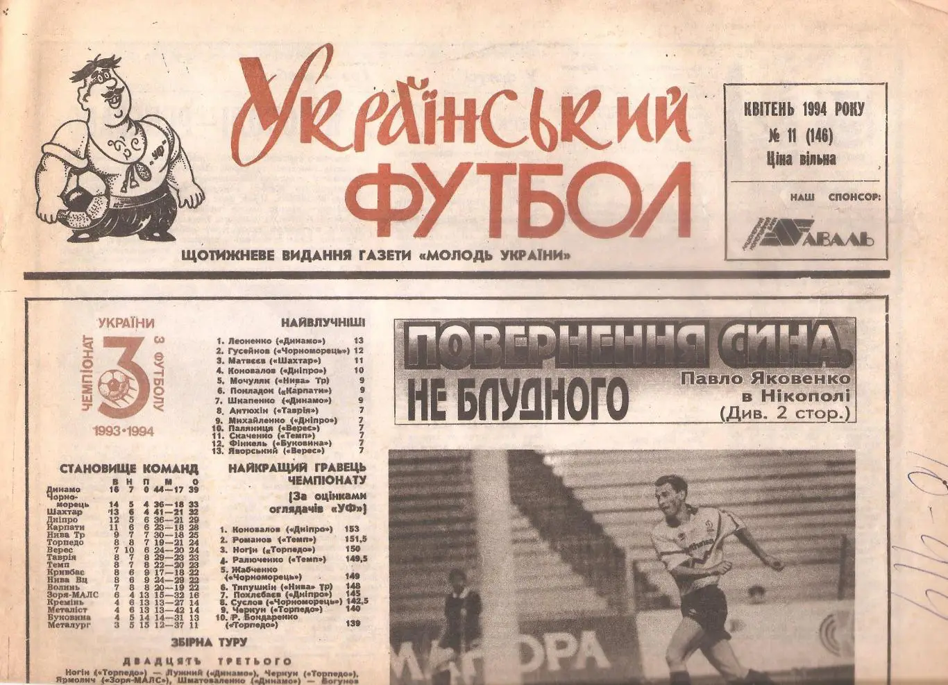«Український футбол» 1994 рік. Квітень № 11. (146).