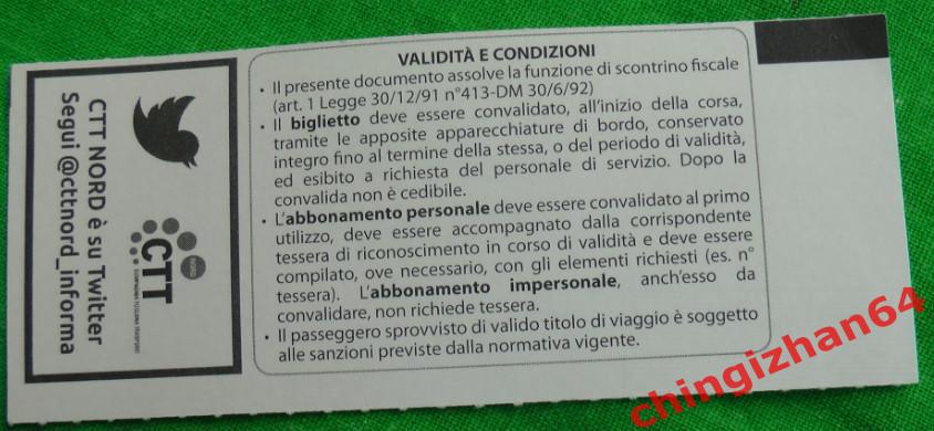 Билет на автобус 2014 (октябрь) Bgl. Bordo-Pisa (Италия) 1