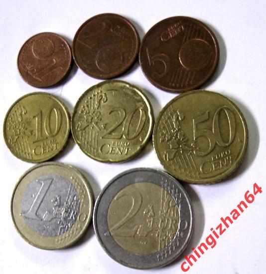 Монеты. Евроценты, Евро. Набор 8 монет, 2002-09 (без повтора)