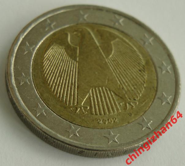 Монета. 2Евро, 2002 год (Германия), монетный двор Карлсруэ, (G)