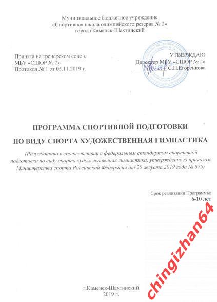 Программа 2019.(PDF) Художественная гимнастика (до 10 лет)Каменск-Шахтинкский