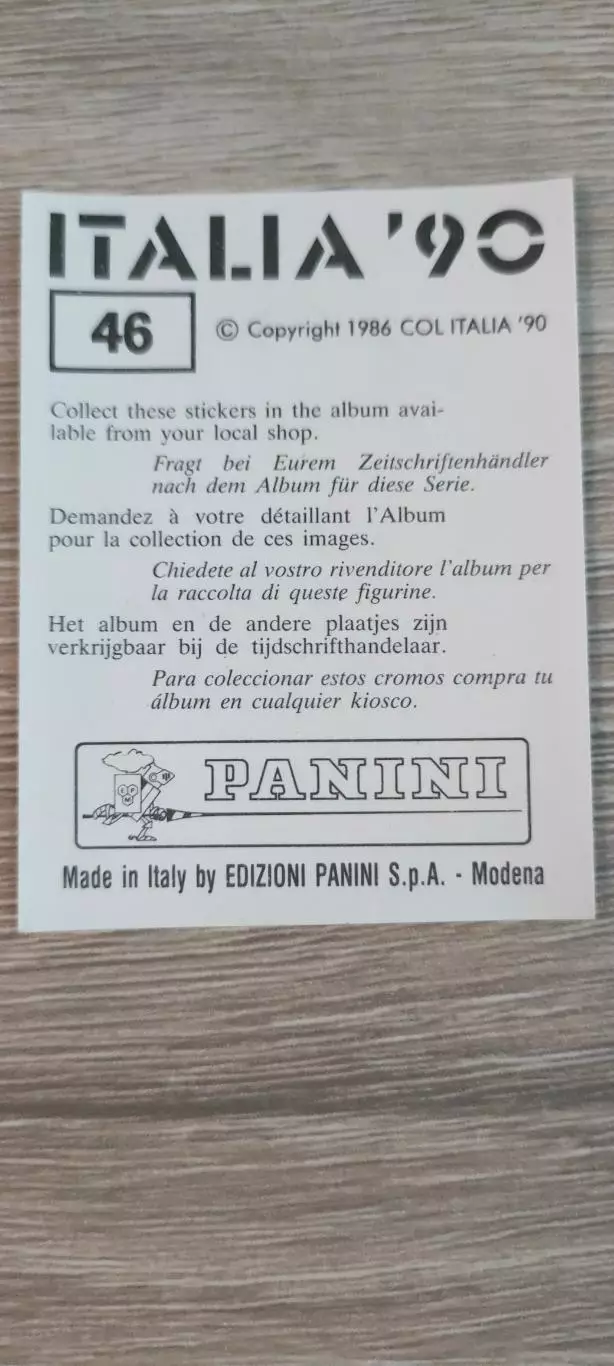 Италия 1990 - сборная Италии - PAOLO MALDINI (номер 46) 1