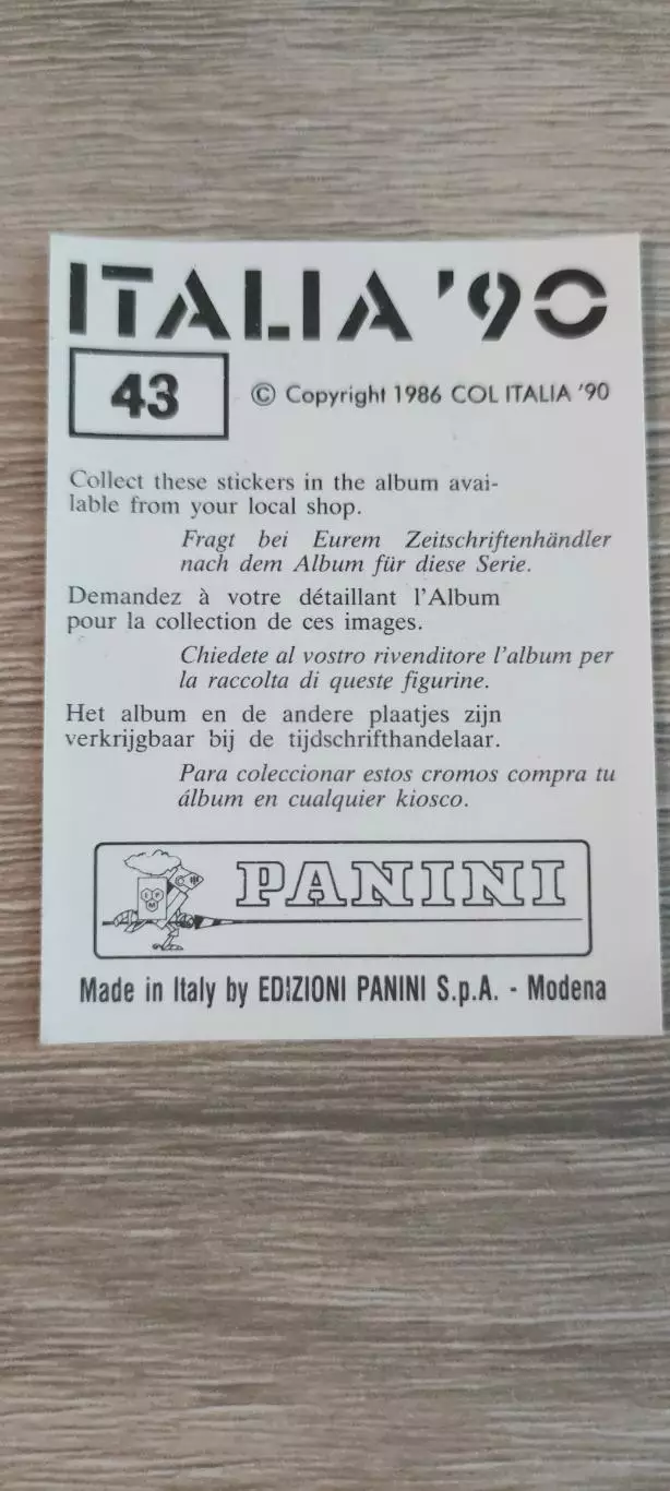 Италия 1990 - сборная Италии - FRANCO BARESI (номер 43) 1