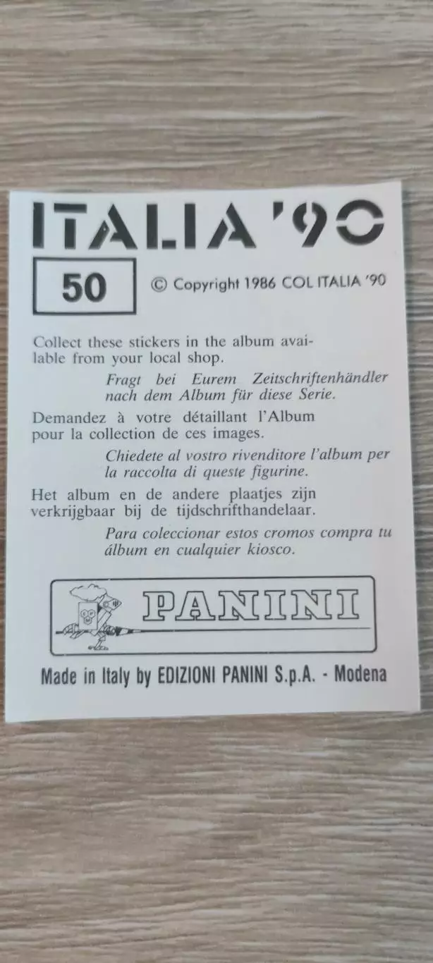 Италия 1990 - сборная Италии - FERNANDO DE NAPOLI (номер 50) 1