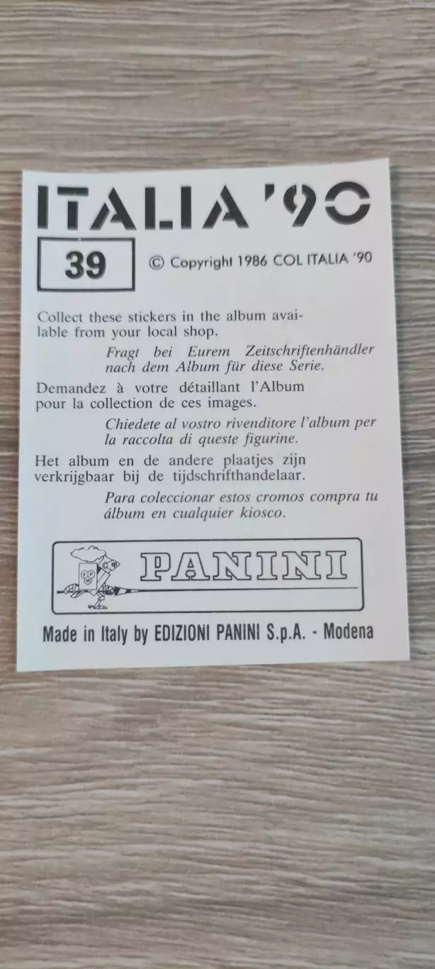 Италия 1990 - сборная Италии - WALTER ZENGA (номер 39) 1