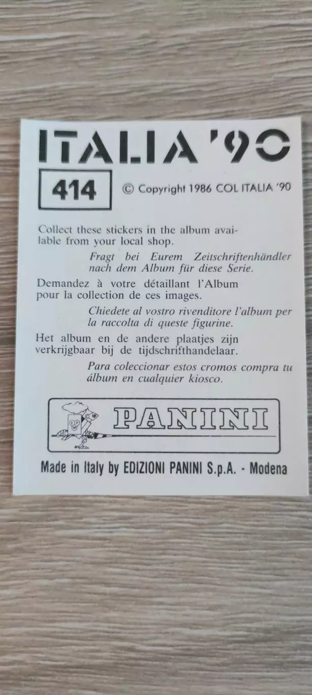 Италия 1990 - сборная Нидерландов / Голландии - JOHN VAN 'T SCHIP (номер 414) 1