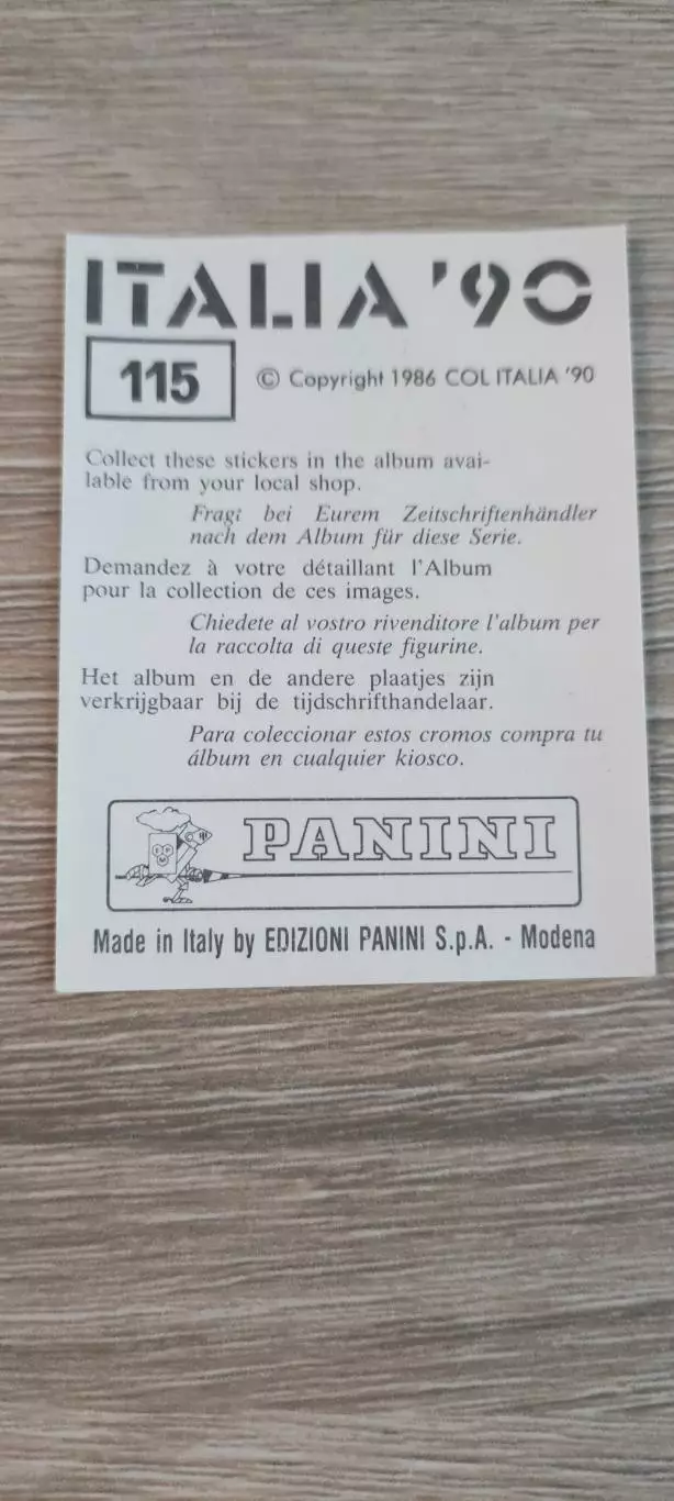 Италия 1990 - сборная Аргентины - NERY ALBERTO PUMPIDO -(номер 115) 1