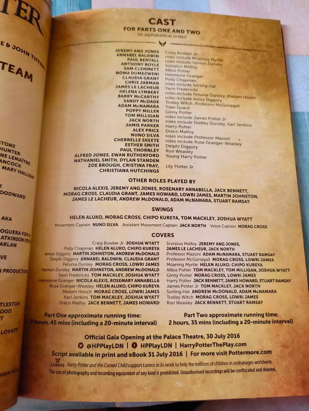 Гарри Поттер и Проклятое Дитя / Harry Potter and Cursed Child - театр.программка 3