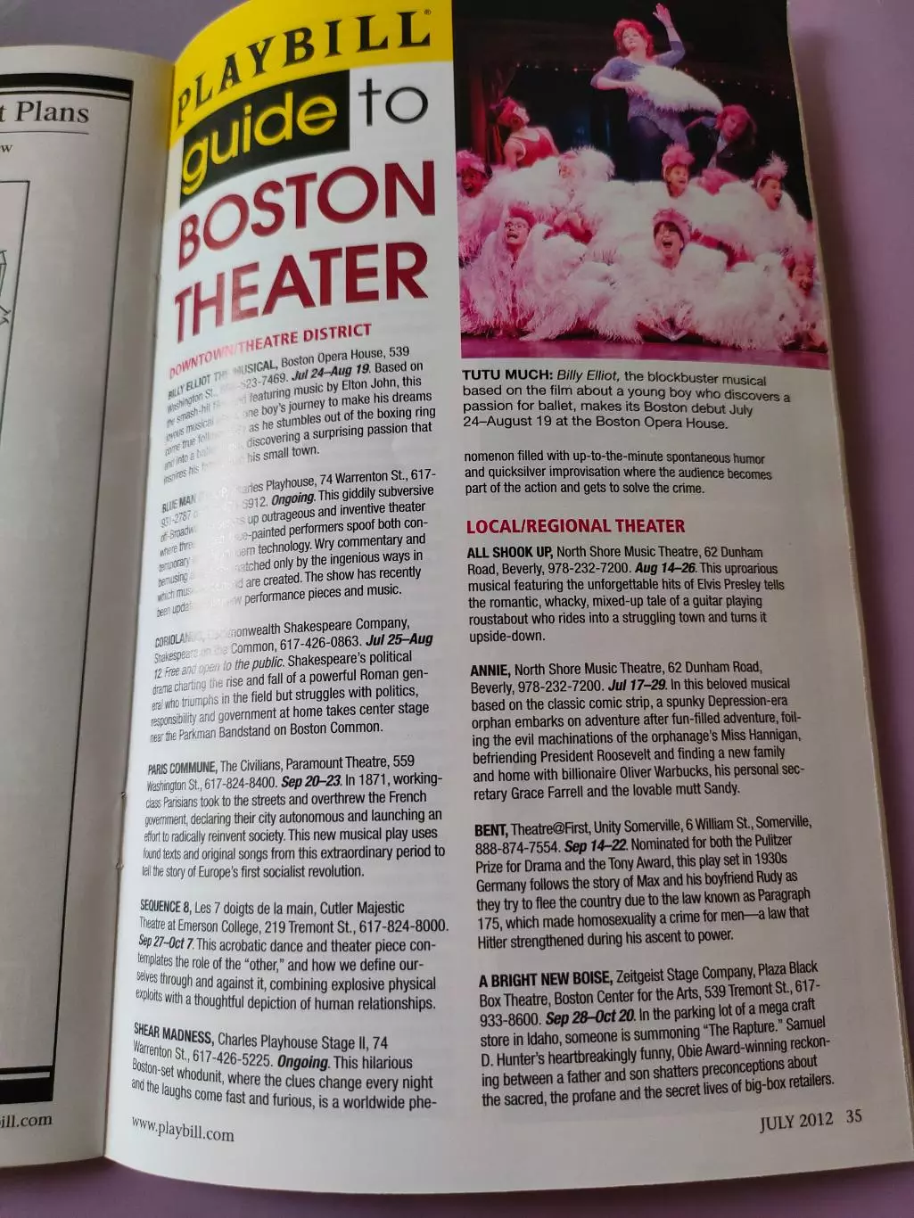 Театральная программка - афиша - Boston Opera House с анонсом на июль 2012 года. 7