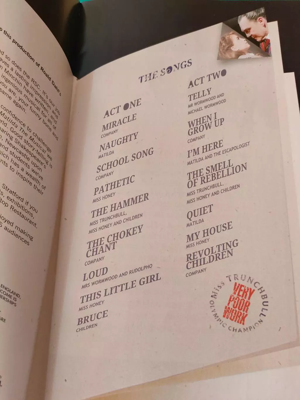 Театральная программка - CAMBRIDGE THEATRE - MATILDA. 2