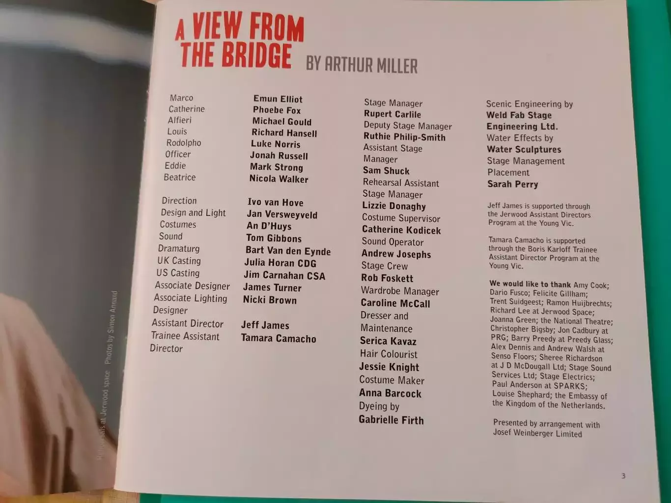 Программа - A VIEW FROM THE BRIDGE by ARTHUR MILLER. 1