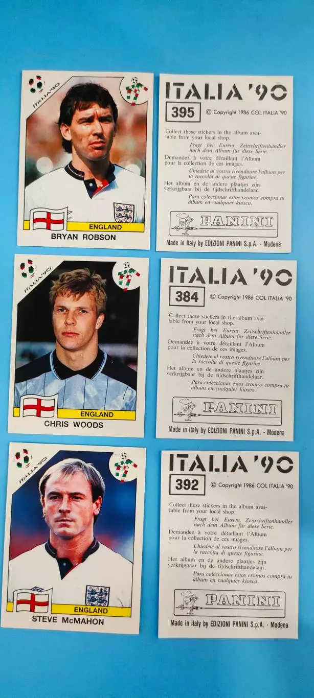 PANINI - Италия 1990. БРАЙН РОБСОН - BRYAN ROBSON. Номер наклейки 395.