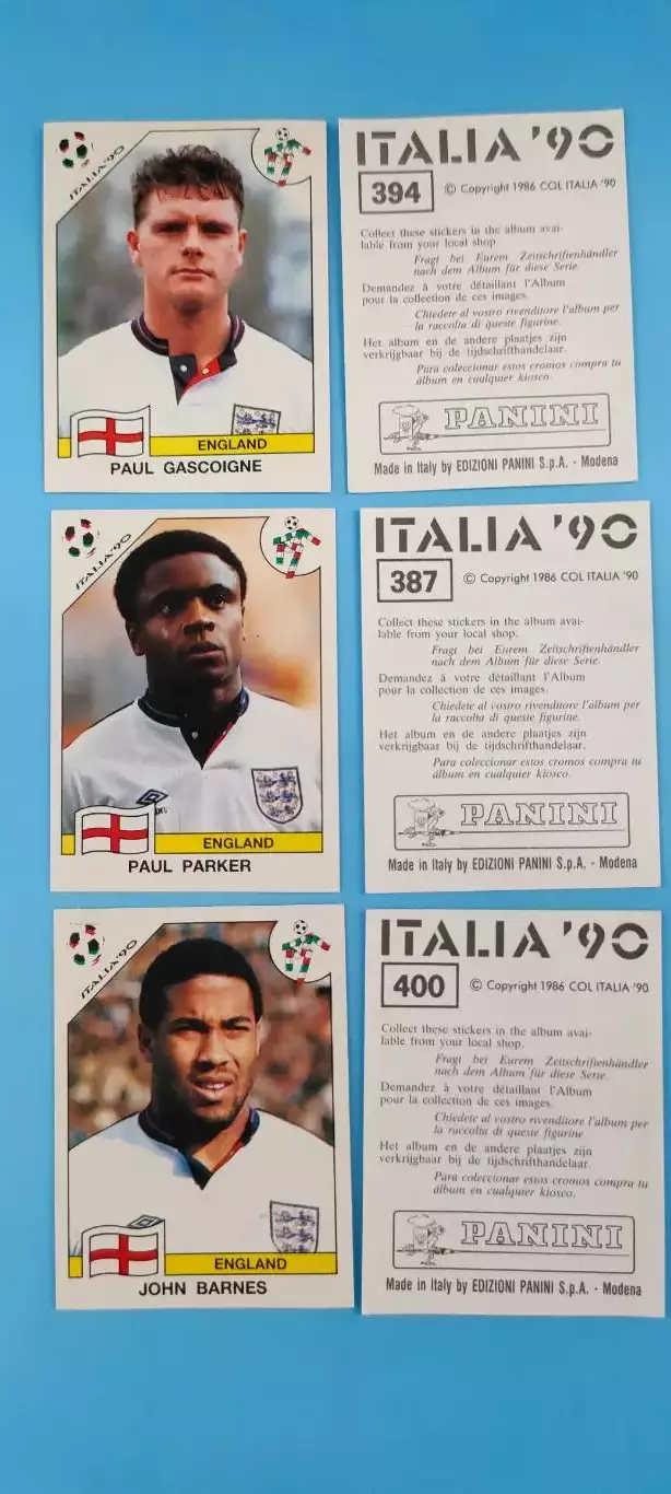 PANINI - Италия 1990.- ПОЛ ГАСКОЙН - PAUL GASCOIGNE. Номер наклейки 394.
