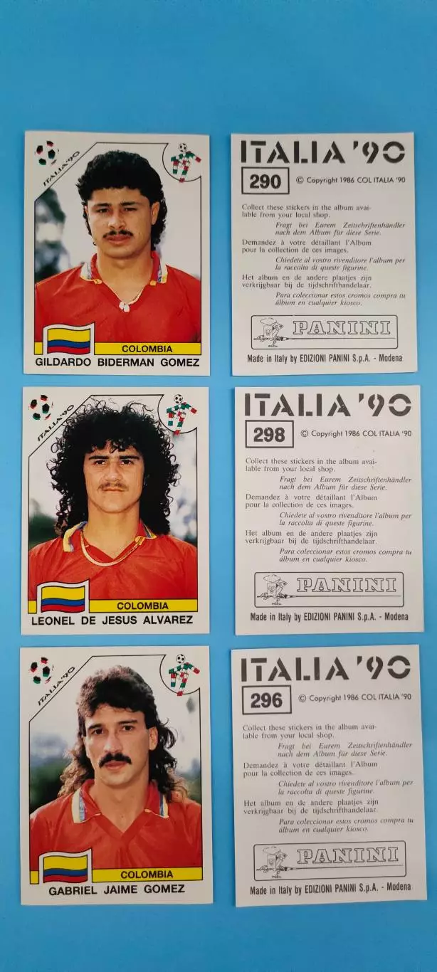 PANINI - Италия 1990 - GABRIEL JAIME GOMEZ. Номер наклейки 296.