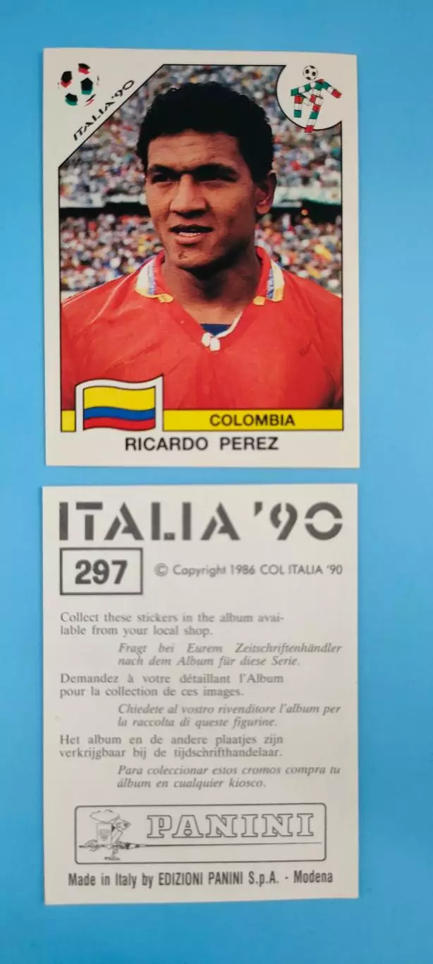 PANINI - Италия 1990 - RICARDO PEREZ. Номер наклейки 297.