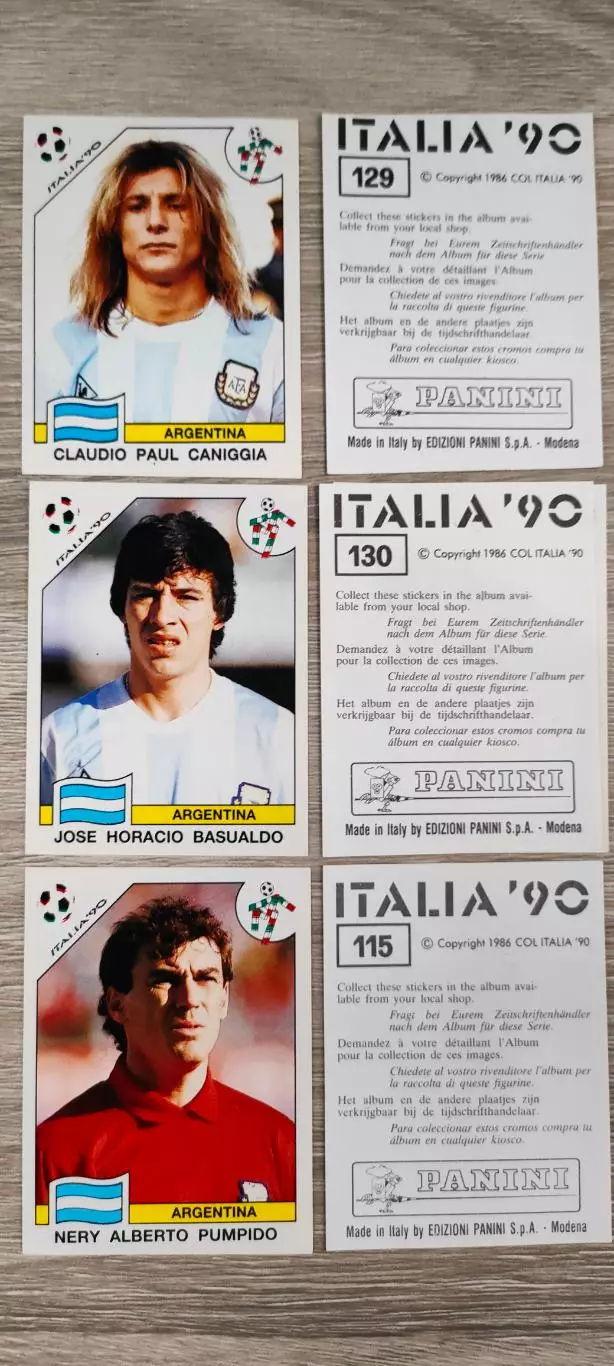 PANINI - Италия 1990 - JOSE HORACIO BASUALDO. Номер наклейки 130.