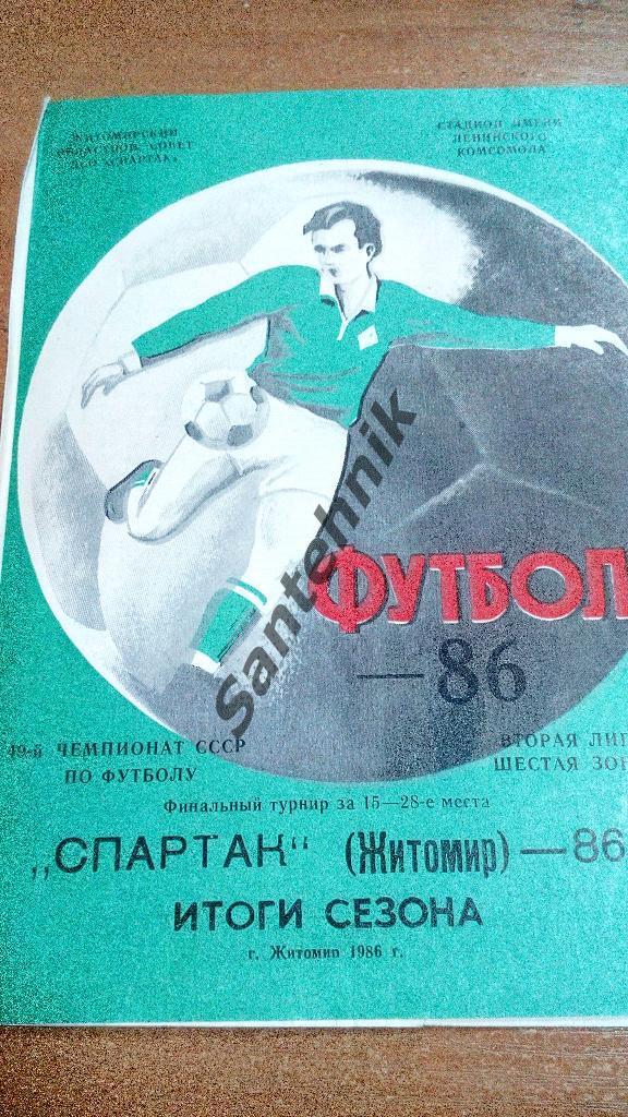 1986 Житомир Итоги сезона